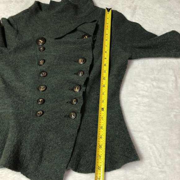 Gro Abrahamsson Dark Green Wool Peacoat Size 40 - Picture 10 of 10